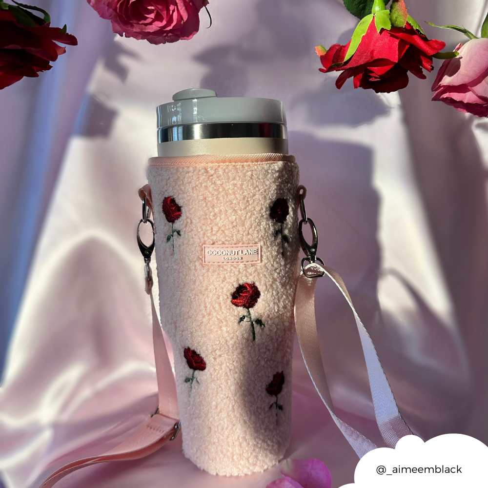 Tumbler Carry Case - Embroidered Roses Teddy