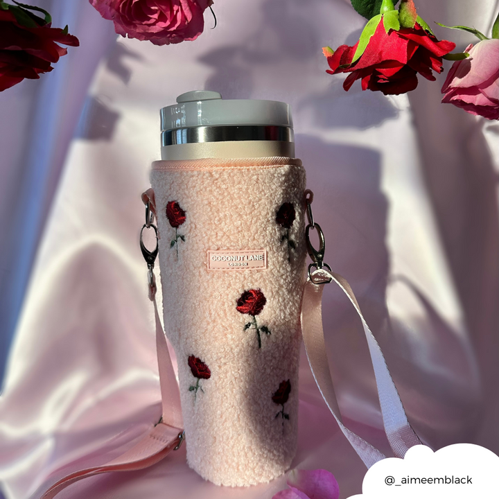 Tumbler Carry Case - Embroidered Roses Teddy