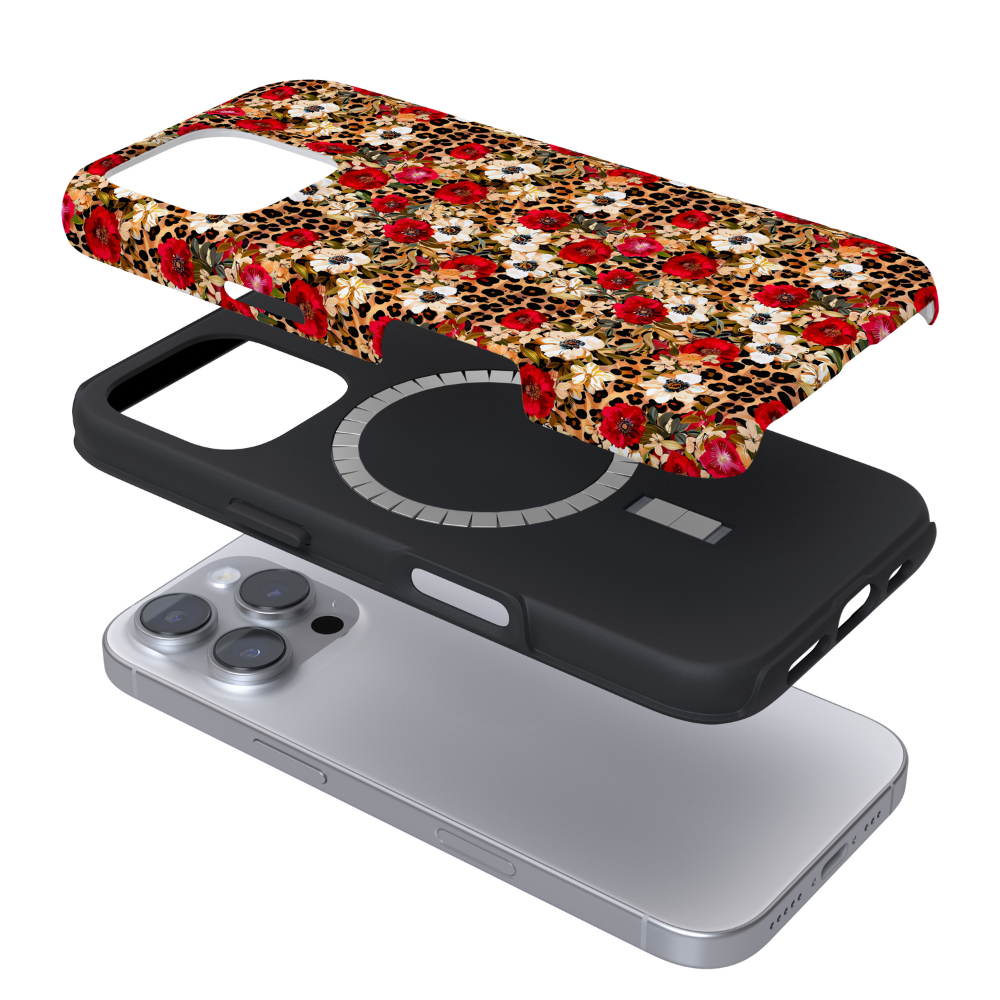Tough MagSafe® Phone Case - Leopard Print Roses
