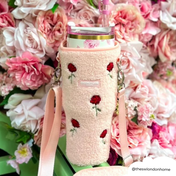 Tumbler Carry Case - Embroidered Roses Teddy