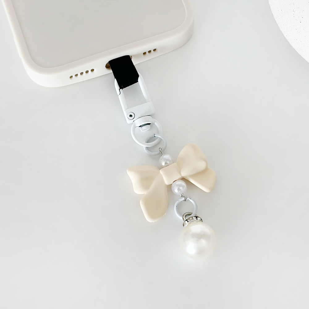 Coquette Bow Phone Keyring Bundle - Cream