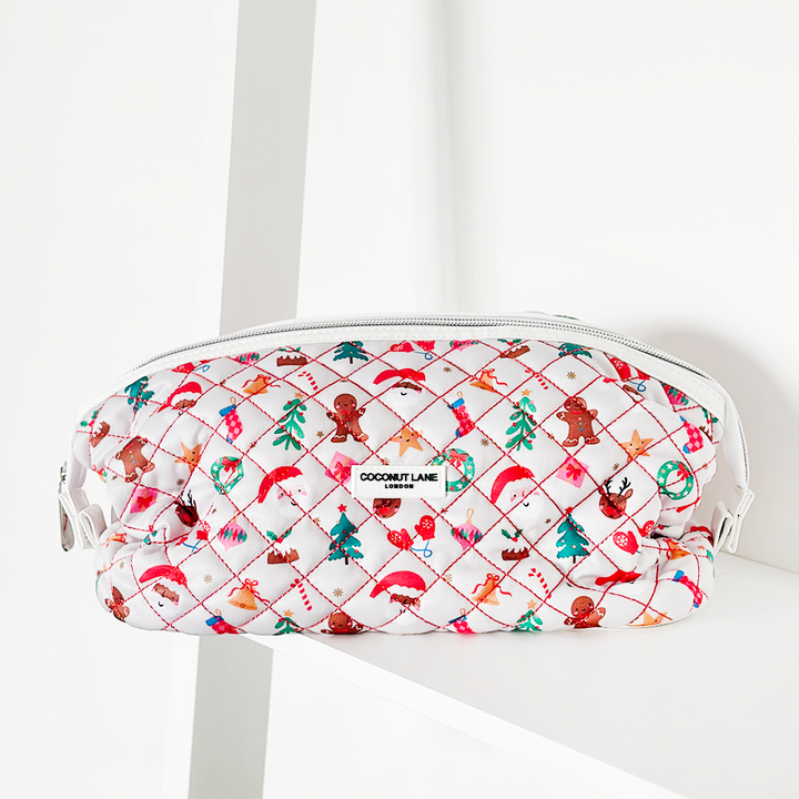 Expandable Makeup Bag - Quilted Christmas Party
