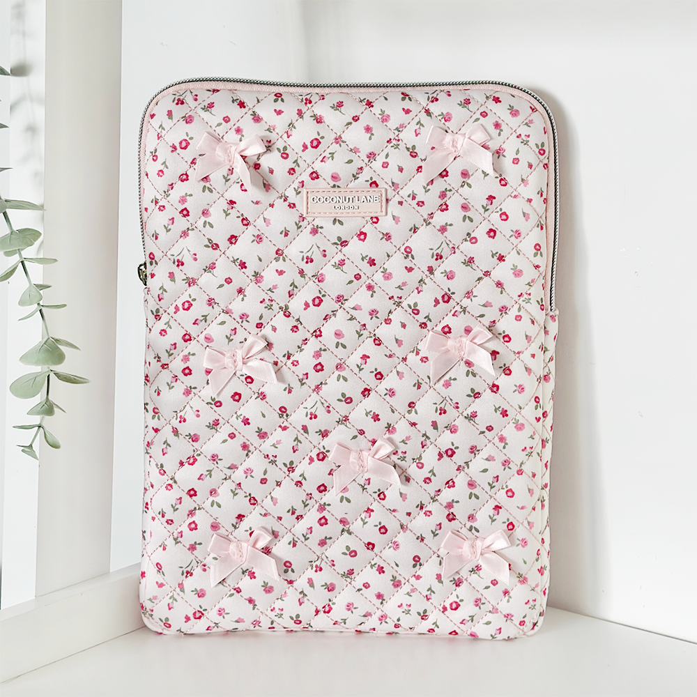 Quilted Pink Watercolour Flowers iPad Sleeve