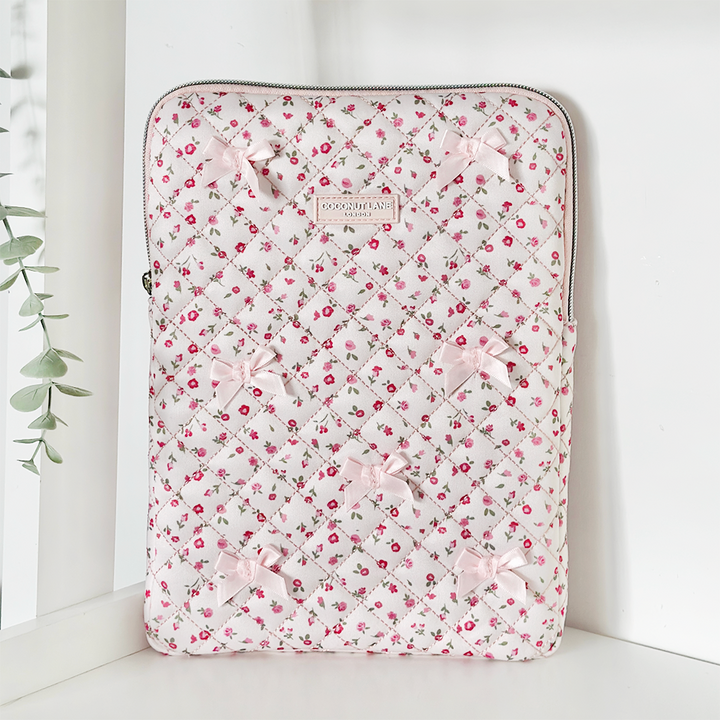 Quilted Pink Watercolour Flowers iPad Sleeve