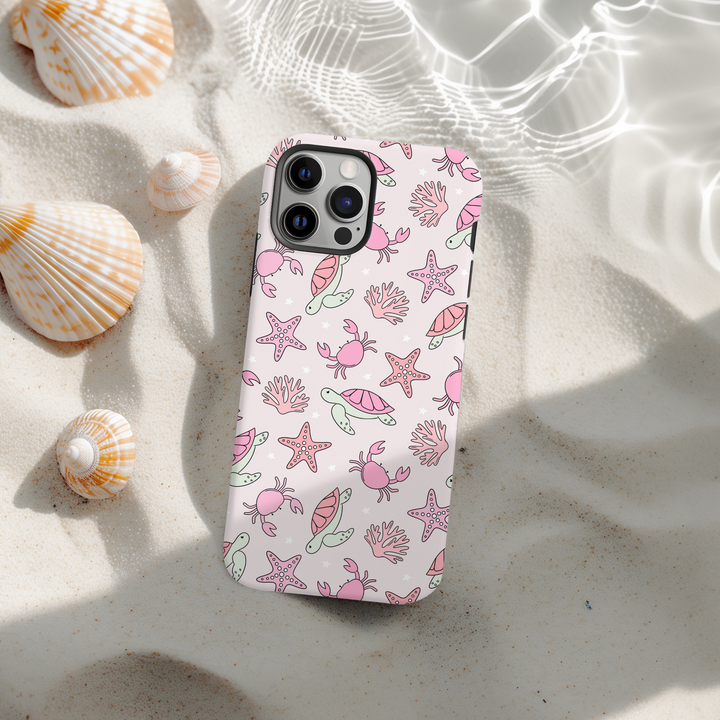 Tough Phone Case - Sea Life Party - Pink