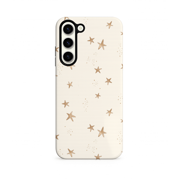 Phone case with starfish pattern on a beige background