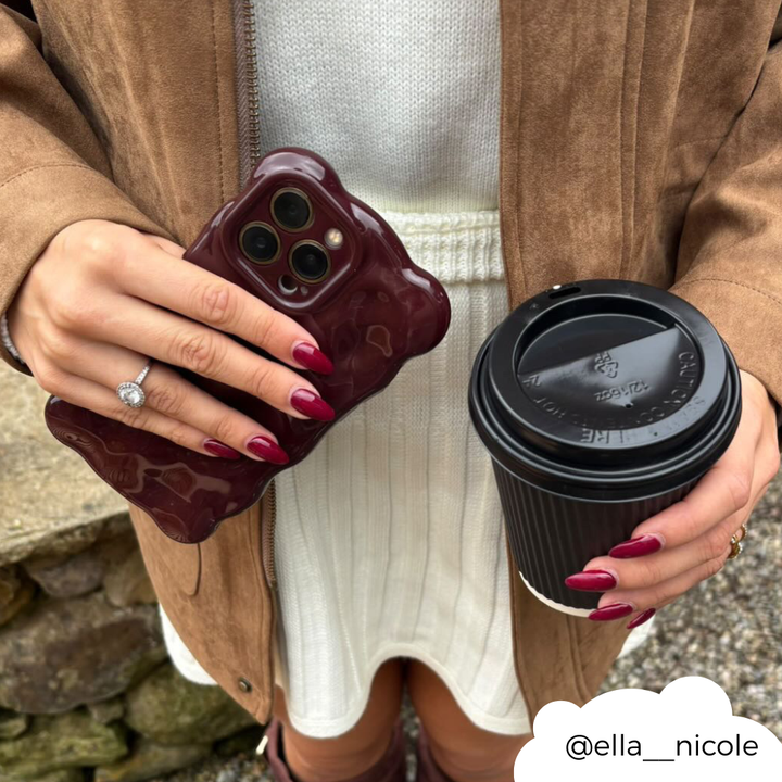 3D Bubble Phone Case - Burgundy