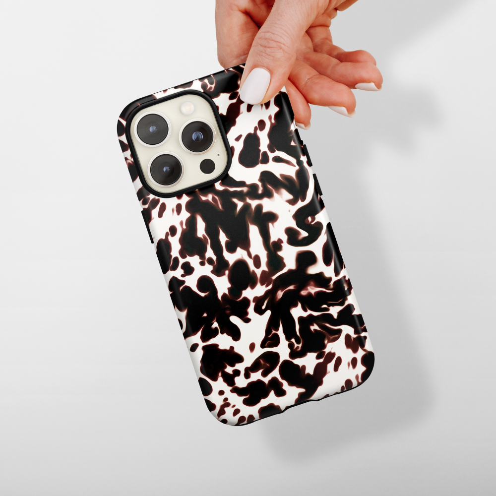 white tort print tough phone case